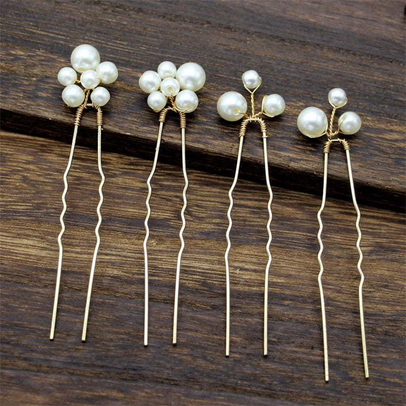 Pearls Wedding Hair Comb Bridal Hair Pins Clips Set Women Hair Jewelry Accessories Handmade Headpieces Women Hair Ornaments