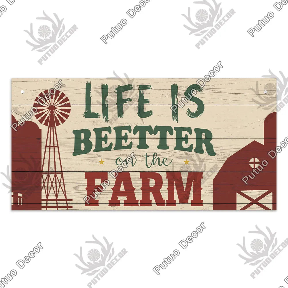 Farm Signs Wooden Hanging Plaque Farmhouse Decorative Plaque for Farmhous Cowshed Farm House Wall Door Hanging Decor