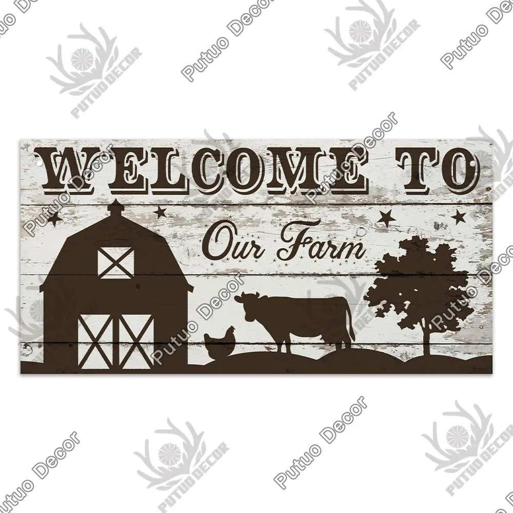 Farm Signs Wooden Hanging Plaque Farmhouse Decorative Plaque for Farmhous Cowshed Farm House Wall Door Hanging Decor