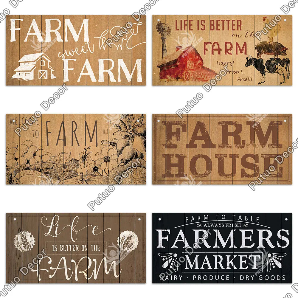 Farm Signs Wooden Hanging Plaque Farmhouse Decorative Plaque for Farmhous Cowshed Farm House Wall Door Hanging Decor