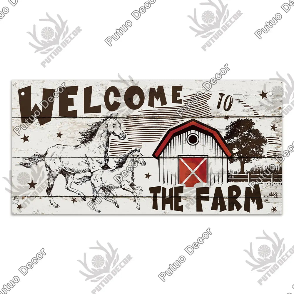 Farm Signs Wooden Hanging Plaque Farmhouse Decorative Plaque for Farmhous Cowshed Farm House Wall Door Hanging Decor