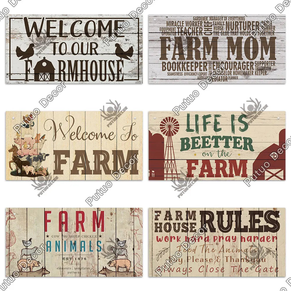 Farm Signs Wooden Hanging Plaque Farmhouse Decorative Plaque for Farmhous Cowshed Farm House Wall Door Hanging Decor