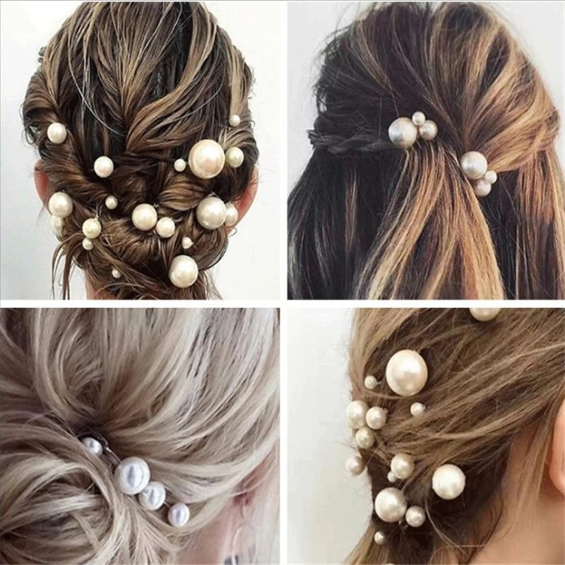 Pearls Wedding Hair Comb Bridal Hair Pins Clips Set Women Hair Jewelry Accessories Handmade Headpieces Women Hair Ornaments