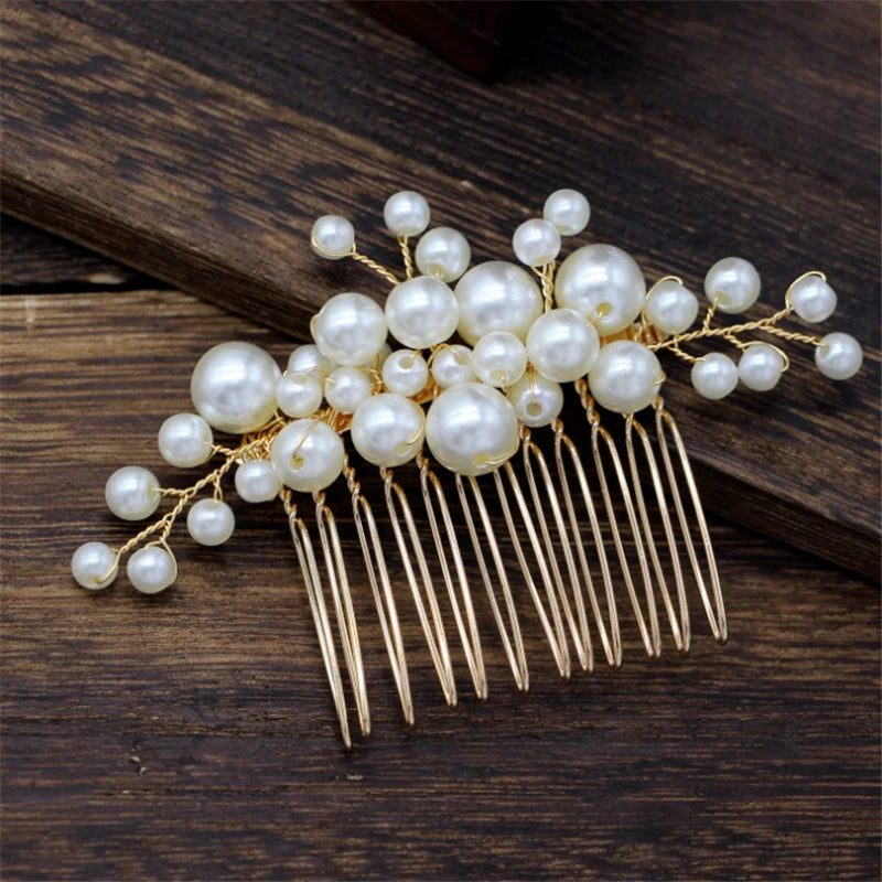 Pearls Wedding Hair Comb Bridal Hair Pins Clips Set Women Hair Jewelry Accessories Handmade Headpieces Women Hair Ornaments