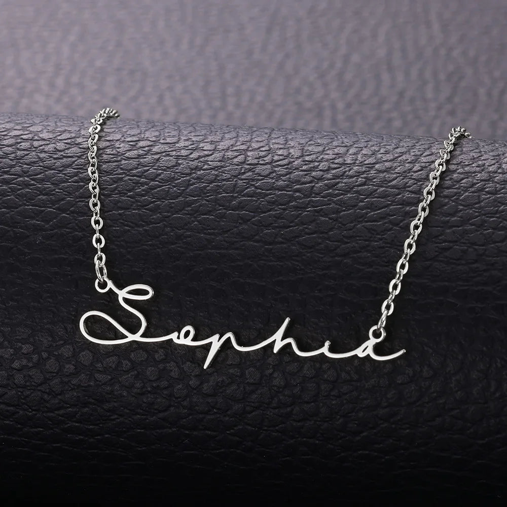 Custom Name, Multiple Fonts Necklace Women or Girl Stainless Steel Jewelry Personalized Nameplate in Gold or Siler Color