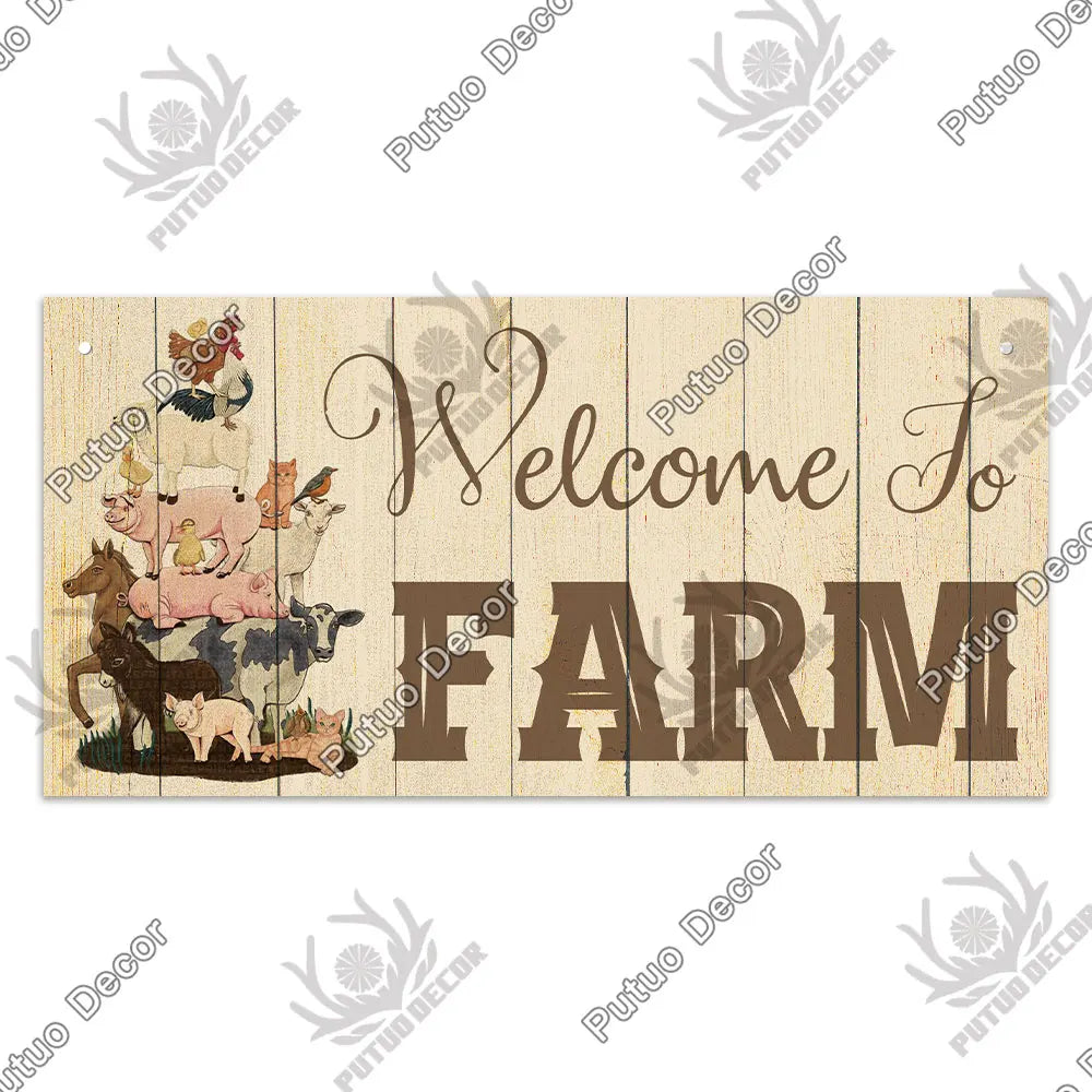 Farm Signs Wooden Hanging Plaque Farmhouse Decorative Plaque for Farmhous Cowshed Farm House Wall Door Hanging Decor