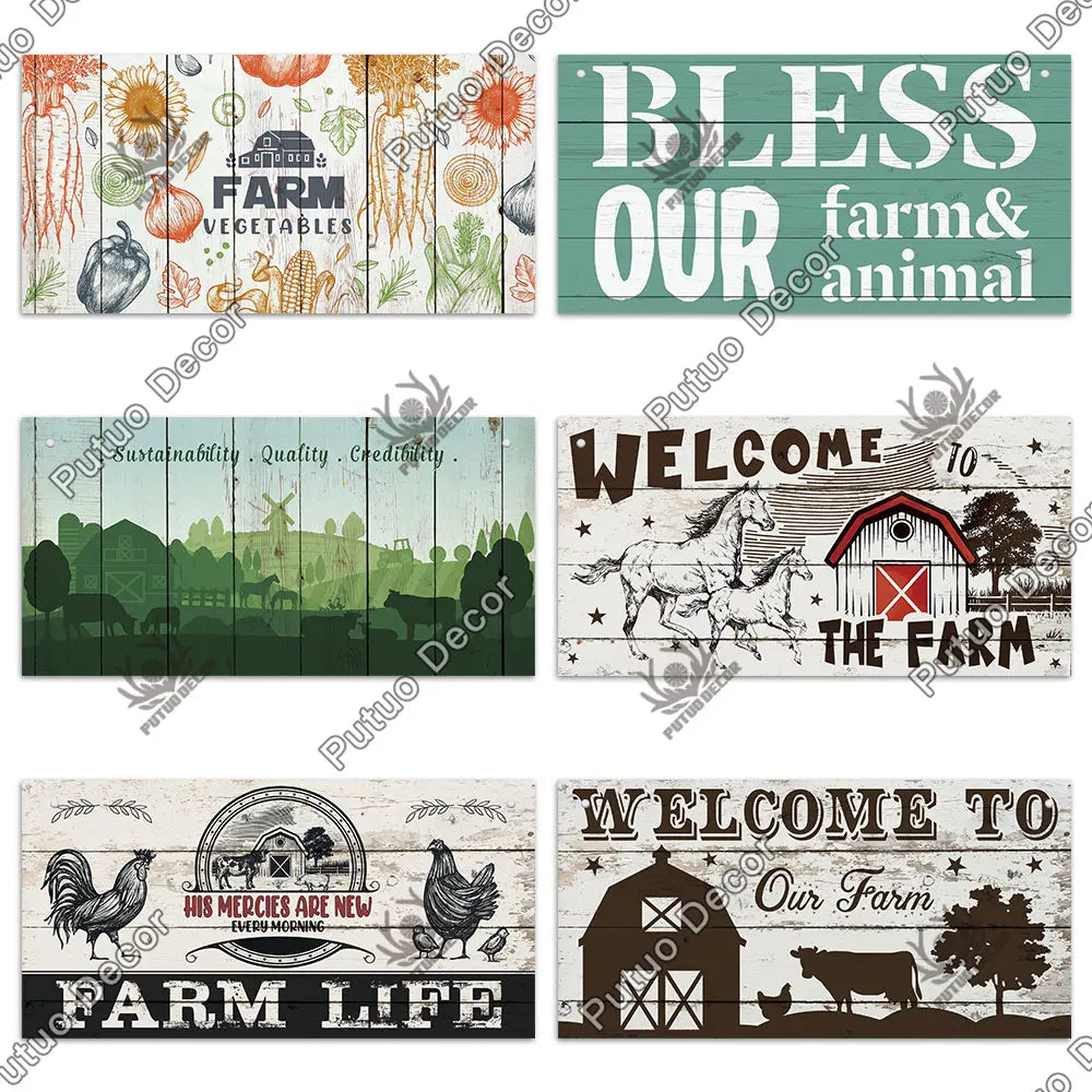 Farm Signs Wooden Hanging Plaque Farmhouse Decorative Plaque for Farmhous Cowshed Farm House Wall Door Hanging Decor