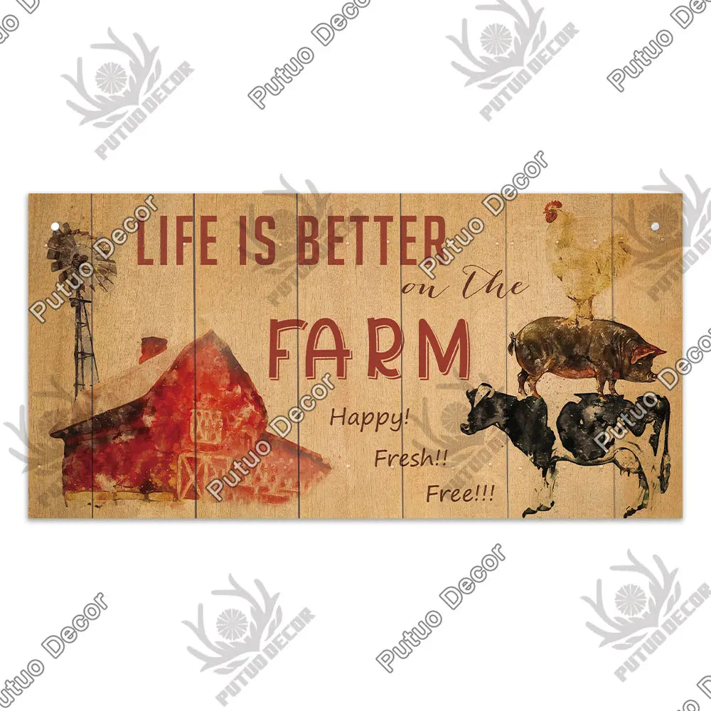 Farm Signs Wooden Hanging Plaque Farmhouse Decorative Plaque for Farmhous Cowshed Farm House Wall Door Hanging Decor